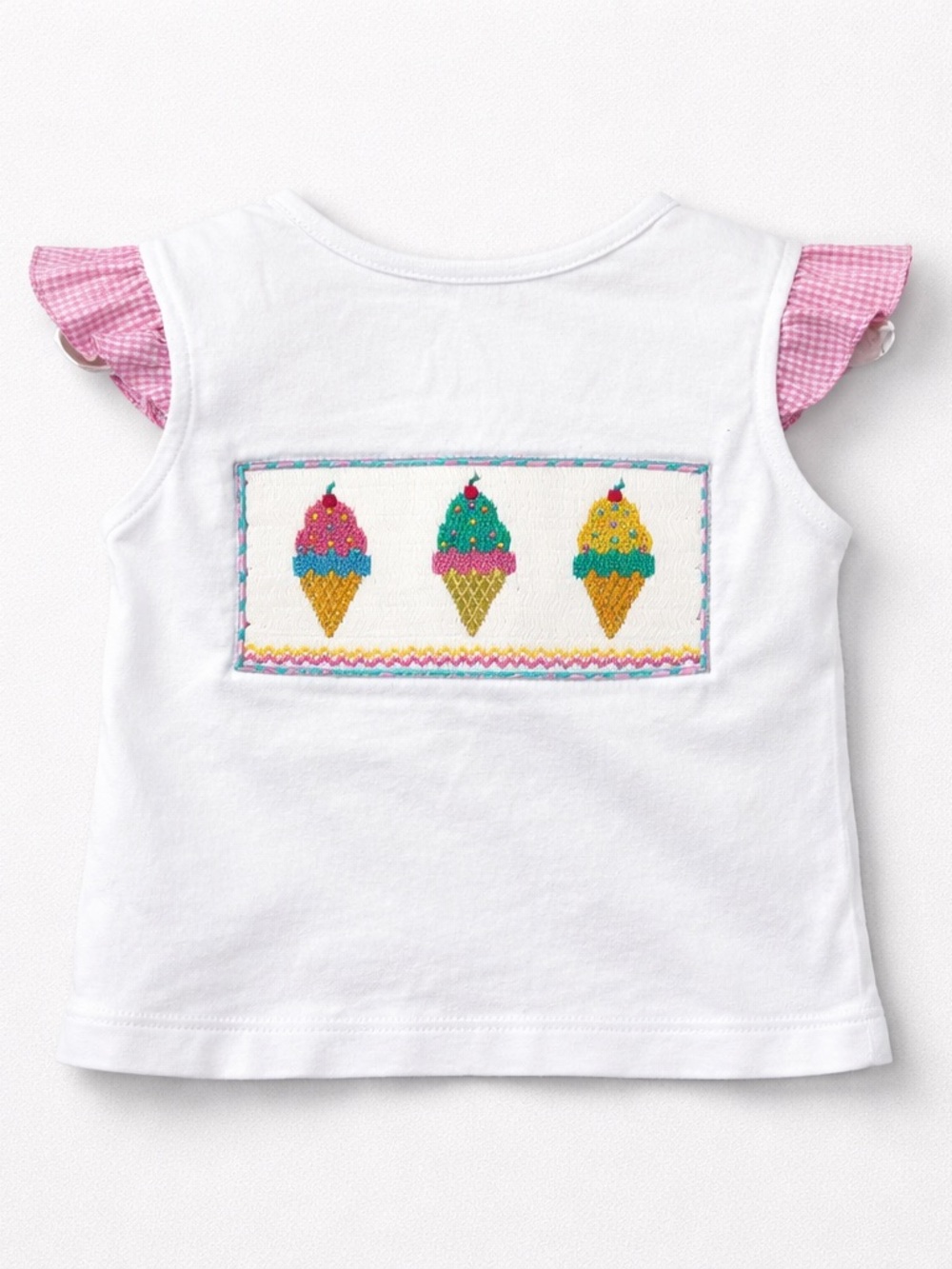 Anavini Handsmocked ice cream embroidered flutter sleeve knit top size 12 month